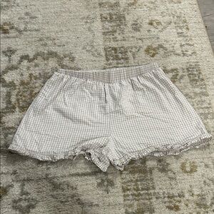 Trendy Boxer Style Shorts Gingham Print with Ruffles 100% Cotton